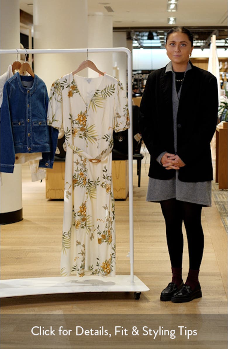 Printed Puff Sleeve Belted Midi Dress, sales video thumbnail