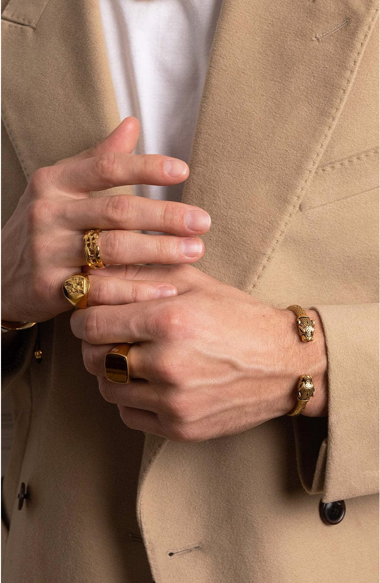 Nialaya Lion Crest Ring, Alternate, color, Gold