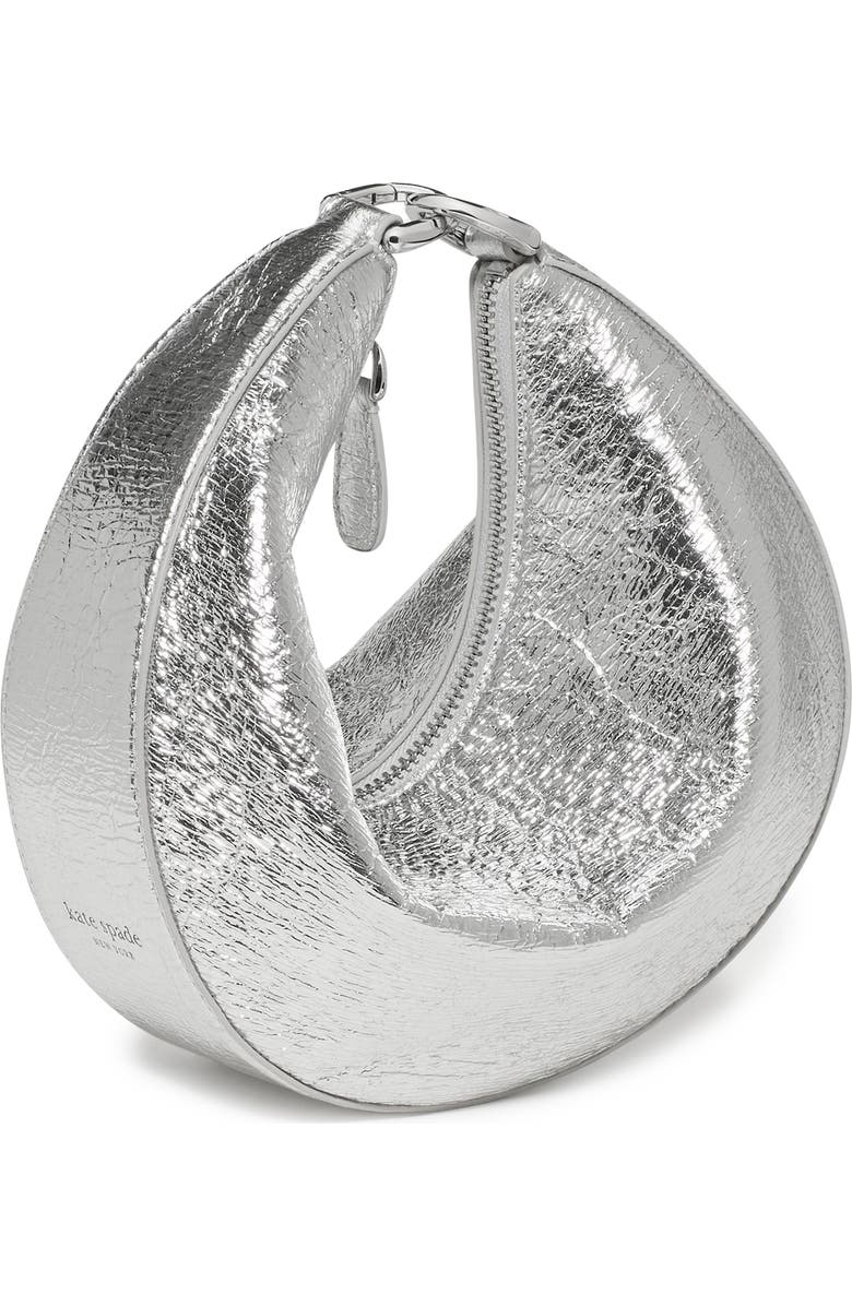 Kate Spade New York mini duo crinkle metallic leather crossbody bag, Alternate, color, Silver