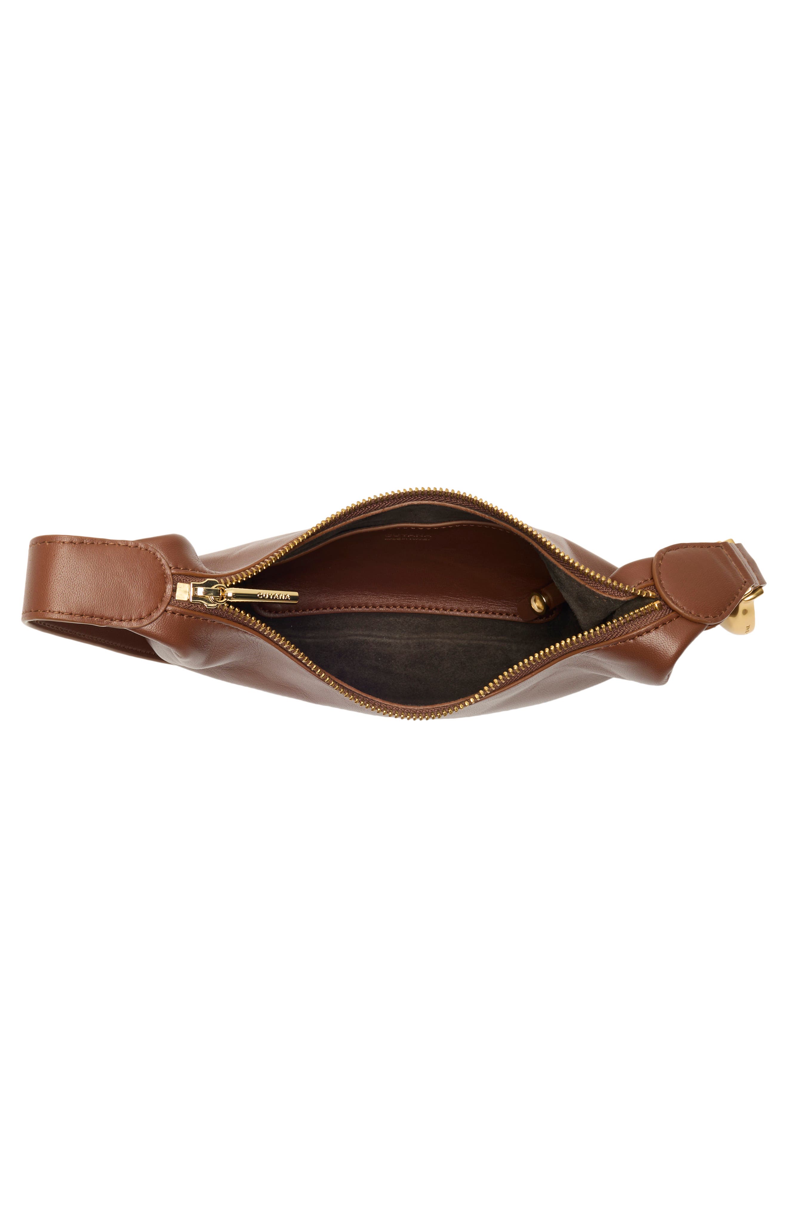 Cuyana Mini Celestia Leather Shoulder Bag, Alternate, color, Dark Chestnut