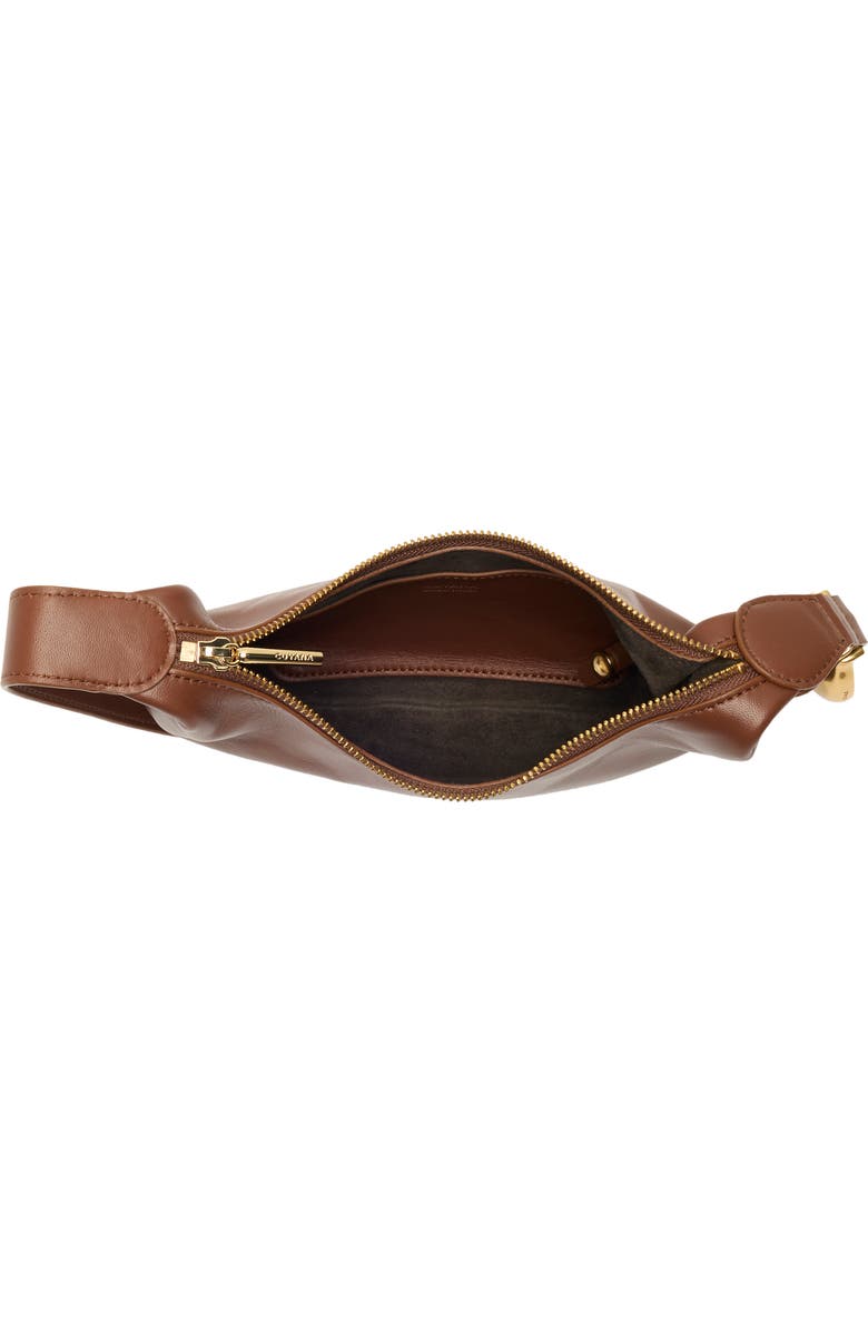 Cuyana Mini Celestia Leather Shoulder Bag, Alternate, color, Dark Chestnut