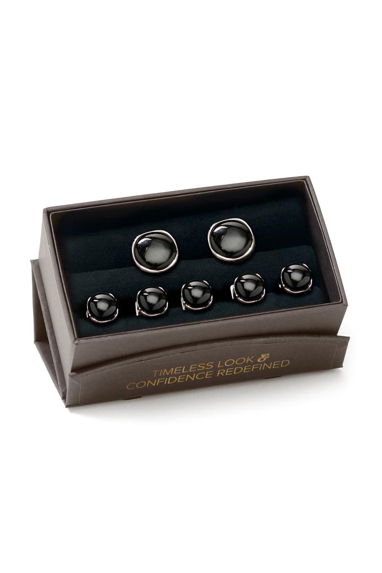 Formal Onyx Cuff Links & Studs Set, Alternate, color, BLACK