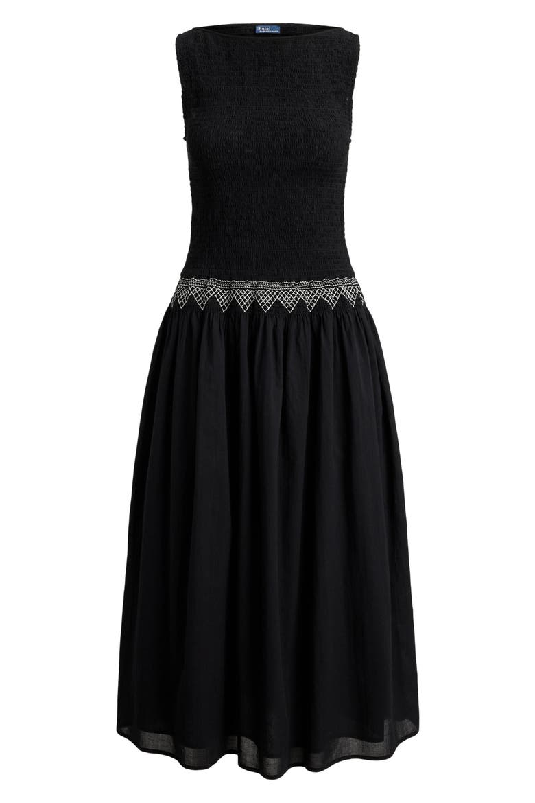 Mixed Media Cotton Dress, Alternate, color, POLO BLACK