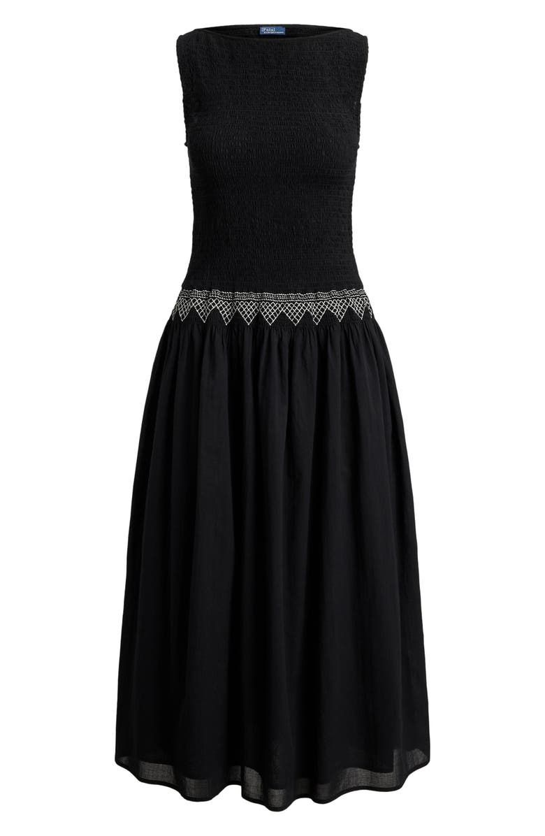Polo Ralph Lauren Mixed Media Cotton Dress, Alternate, color, Polo Black