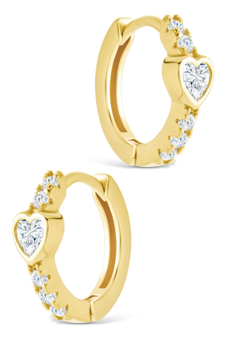 Heart Bezel Hoop Earrings, Alternate, color, GOLD