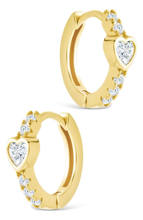 Sterling Forever Heart Bezel Hoop Earrings In Gold