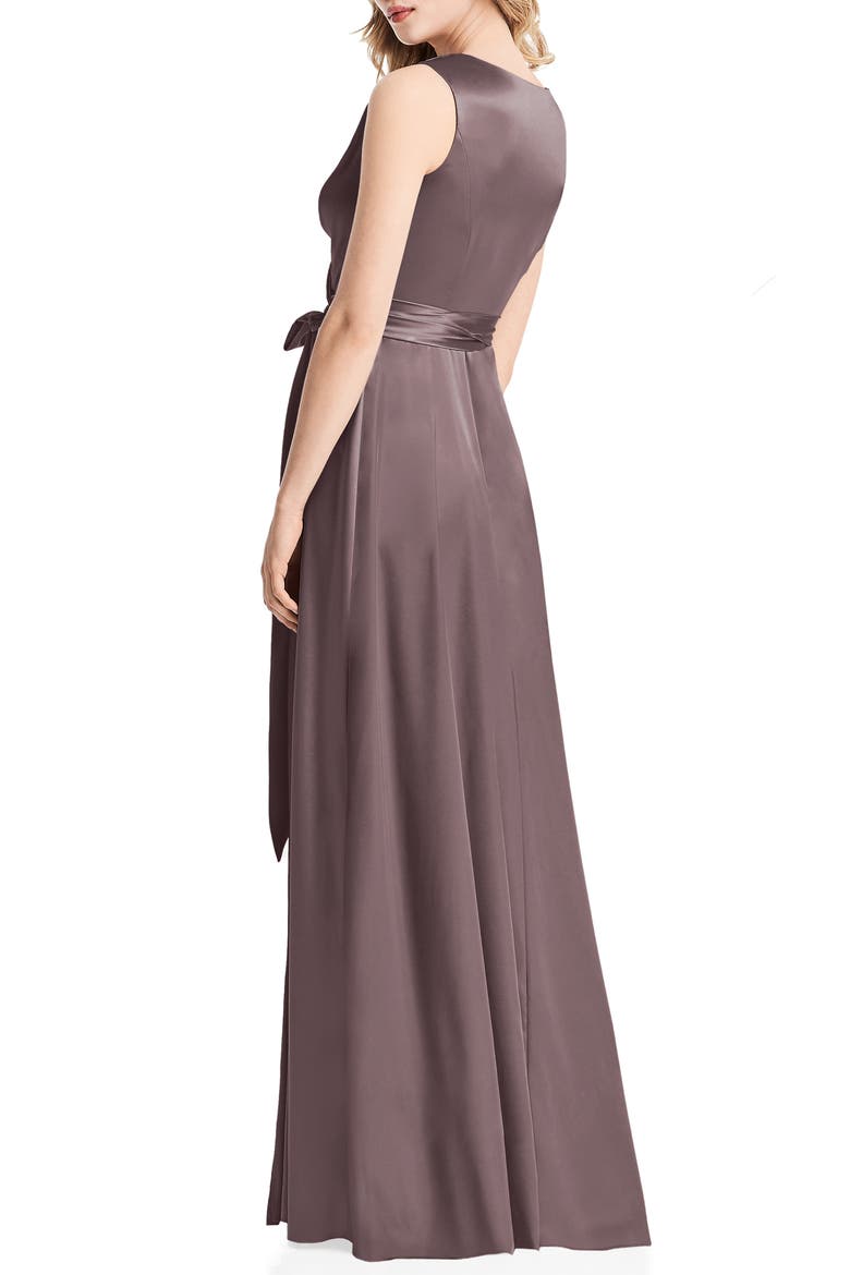 Stretch Charmeuse Wrap Gown, Alternate, color, FRENCH TRUFFLE
