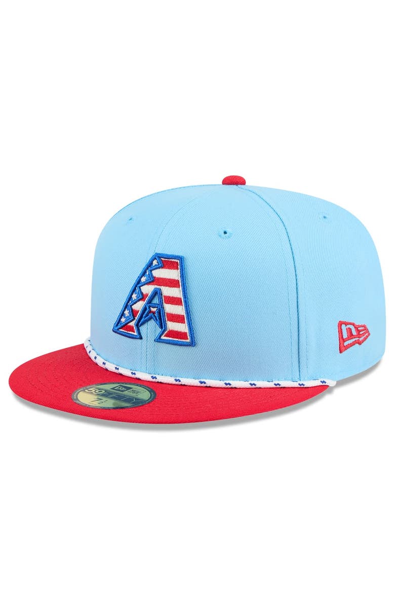 New Era Men's New Era Light Blue/Red Arizona Diamondbacks 2025 Fourth of July 59FIFTY Fitted Hat, Main, color, Light Blue