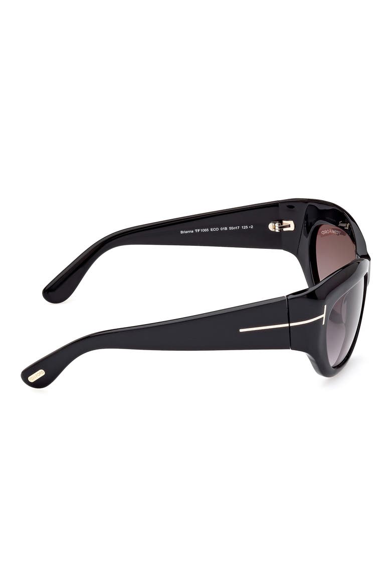 Brianna 55mm Gradient Cat Eye Sunglasses, Alternate, color, SHINY BLACK / SMOKE PINK