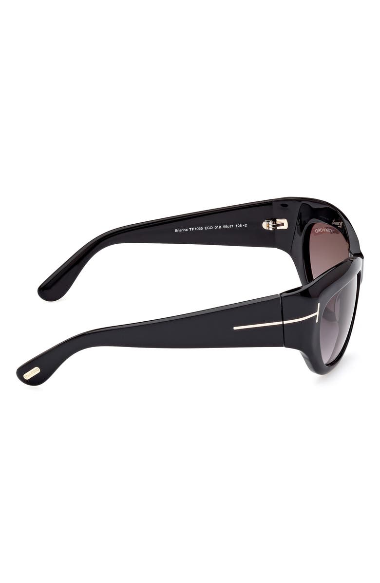 TOM FORD Brianna 55mm Gradient Cat Eye Sunglasses, Alternate, color, Shiny Black / Smoke Pink