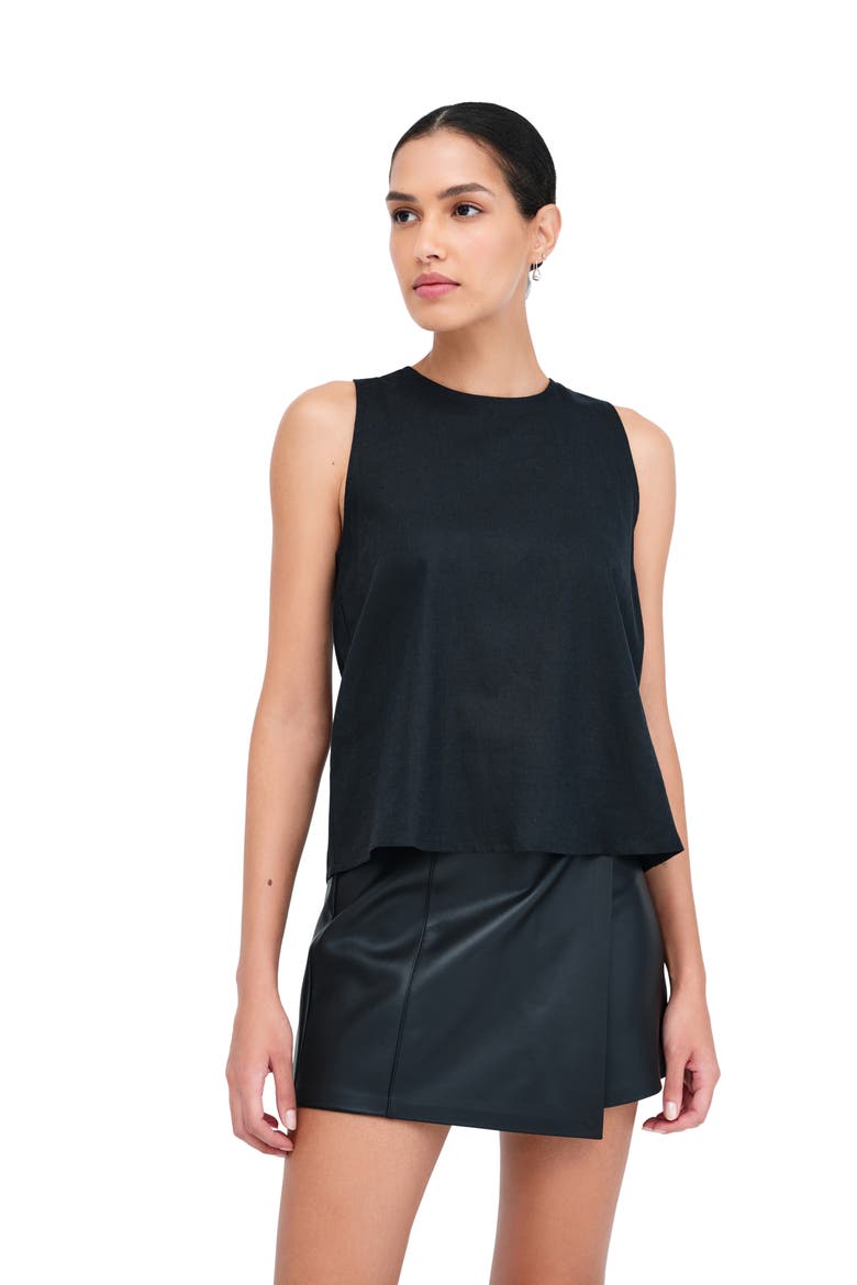 Mckinley Sleeveless Linen & Cotton Top, Alternate, color, BLACK