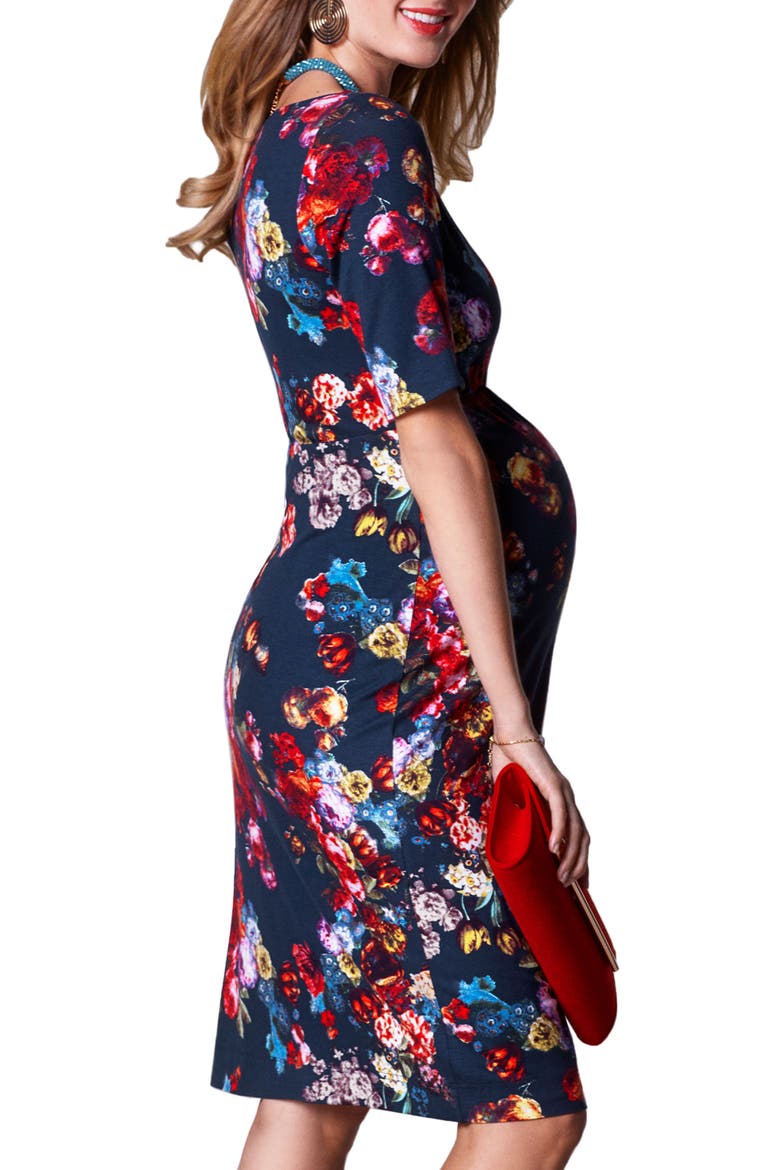 Anna Maternity Shift Dress, Alternate, color, MIDNIGHT GARDEN