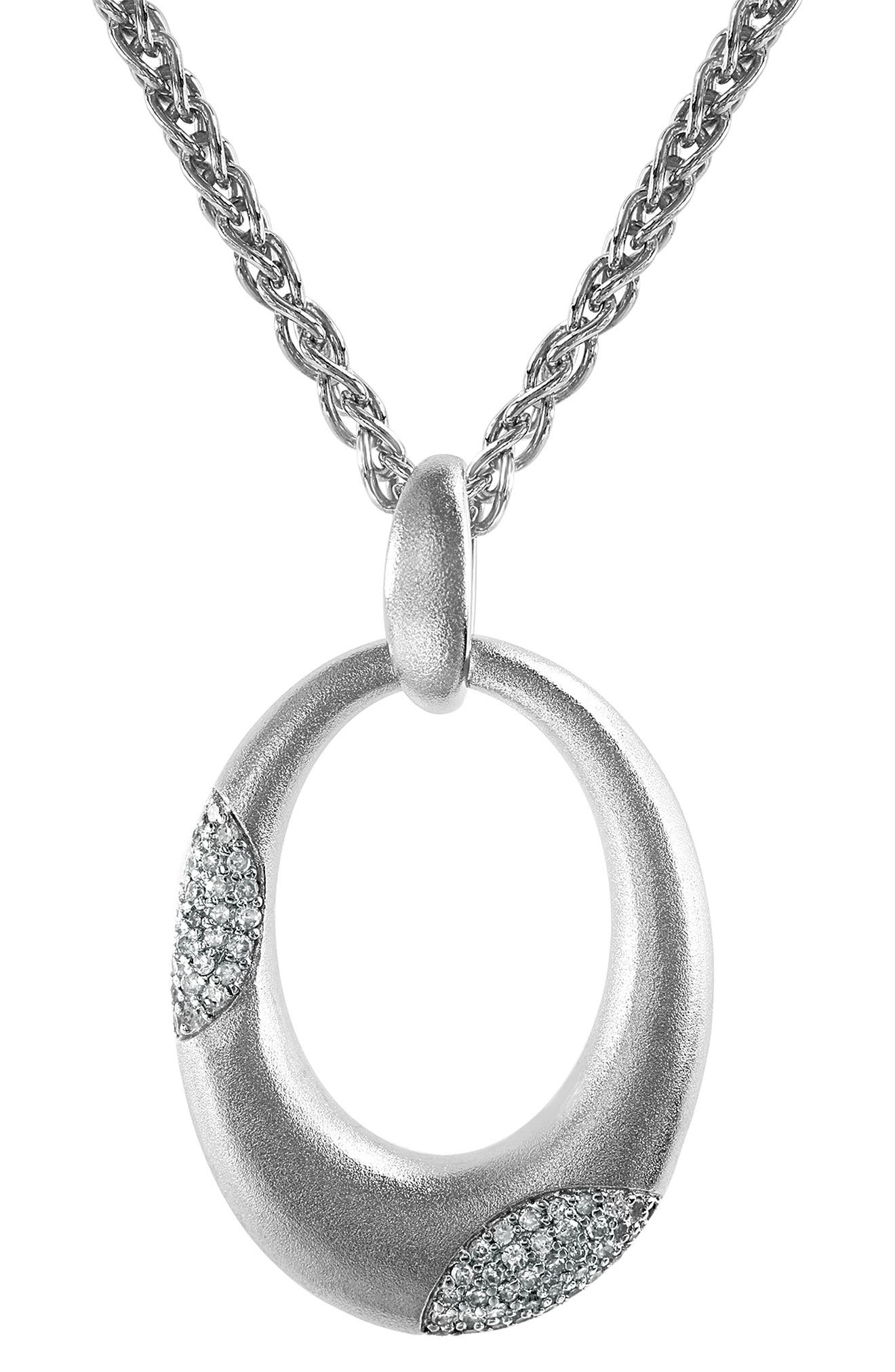 EFFY Diamond & Sterling Silver Oval Pendant Necklace - 0.29ctw
