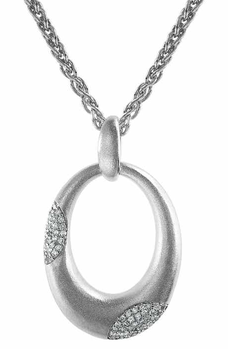 EFFY Diamond & Sterling Silver Oval Pendant Necklace - 0.29ctw