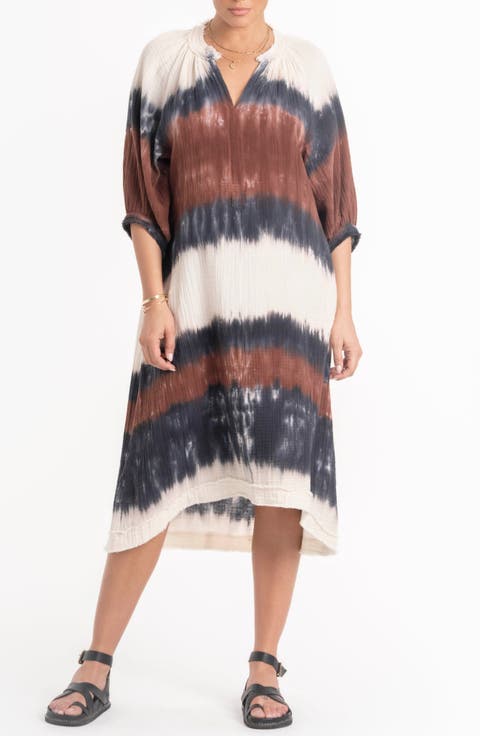 Tie Dye Gauze Dress with Pockets