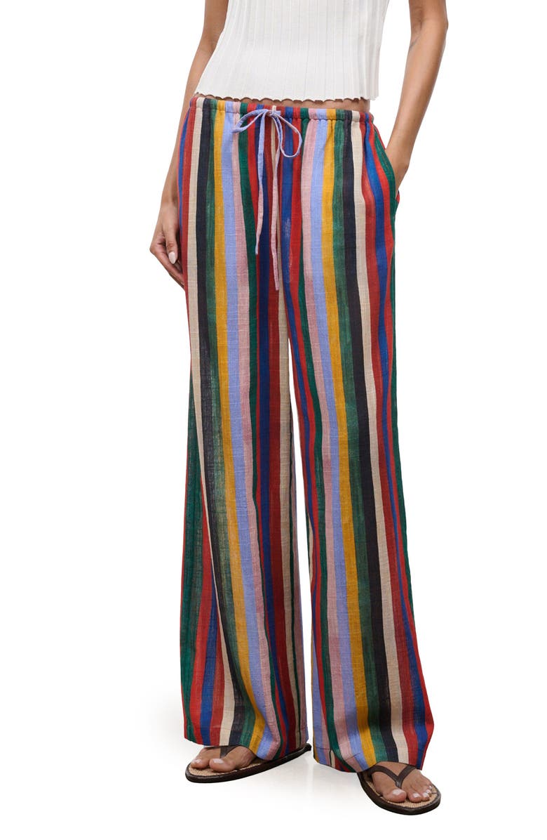 STAUD Mateo Stripe Cotton Drawstring Pants, Alternate, color, Artist Stripe