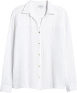 Michael Stars Leo High-Low Cotton Gauze Button-Up Shirt