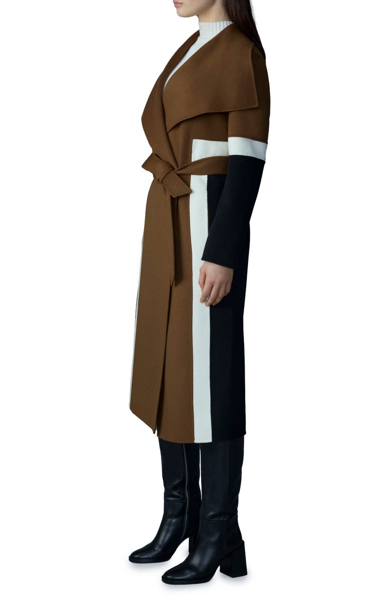 Mackage Nyrie Stripe Tie Waist Wool Coat, Alternate, color, 