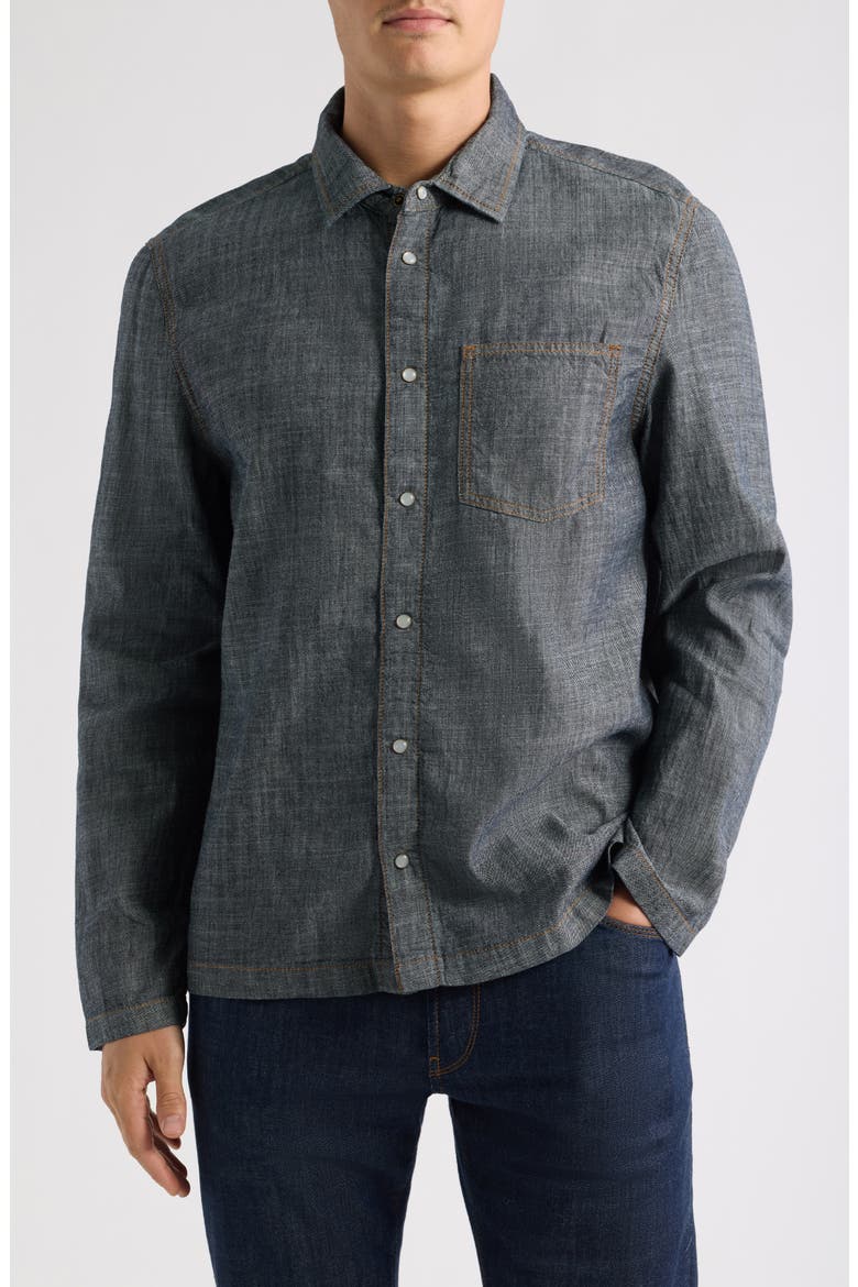 Manilla Chambray Button-Up Shirt, Main, color, INDIGO