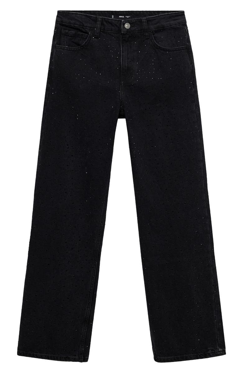 MANGO Rhinestone Straight Leg Jeans, Alternate, color,