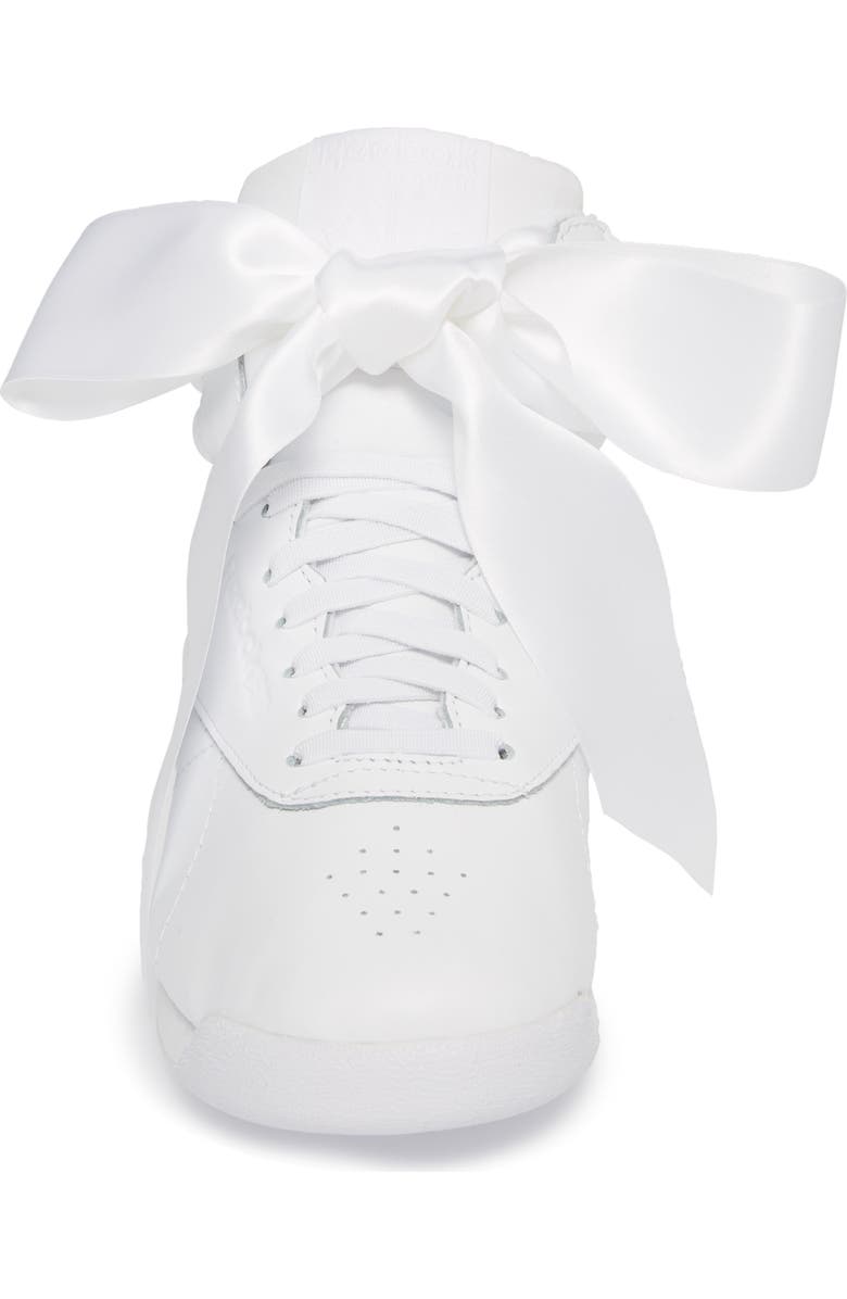 Reebok Freestyle Hi Satin Bow Sneaker, Alternate, color,