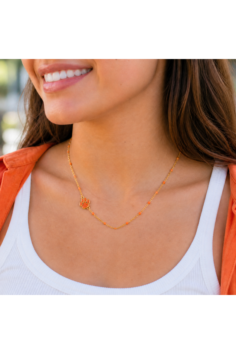 Clemson University Side Necklace, Alternate, color, Yellow Gold
