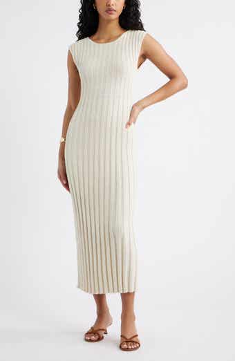 Tie Back Cap Sleeve Rib Sweater Dress