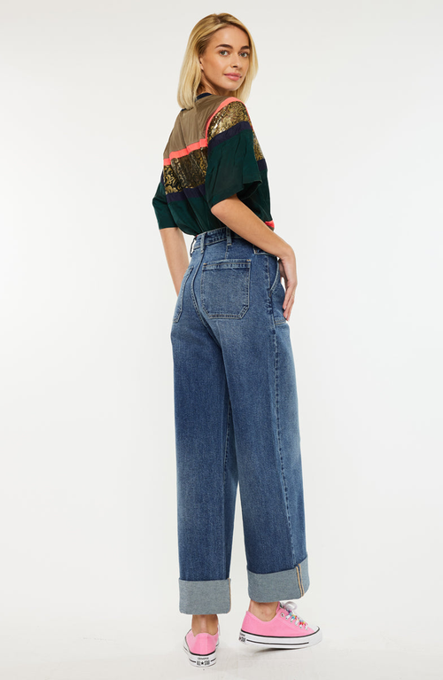 Kancan Haylee Ultra High Rise Wide Leg 90s Trousers Jeans In Blue