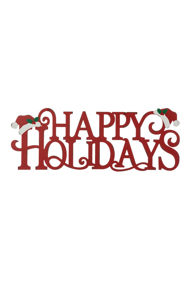 Metal MERRY CHRISTMAS or HAPPY HOLIDAYS Wall Decor, Main, color, Green