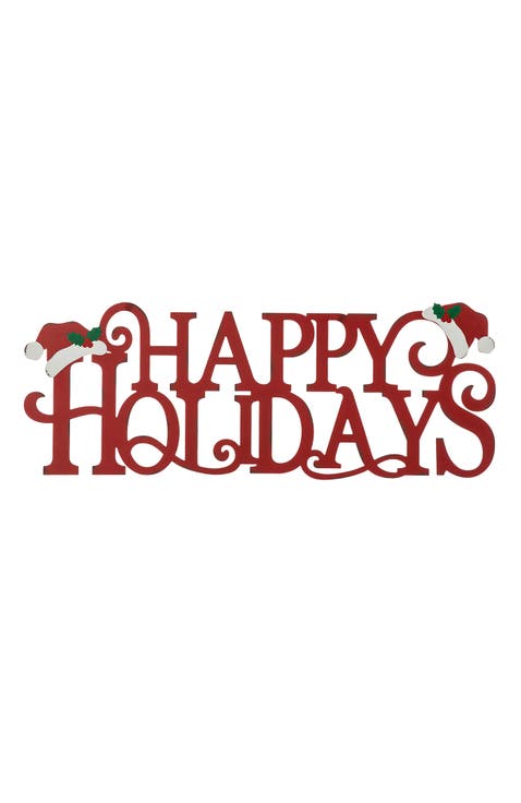 Metal MERRY CHRISTMAS or HAPPY HOLIDAYS Wall Decor