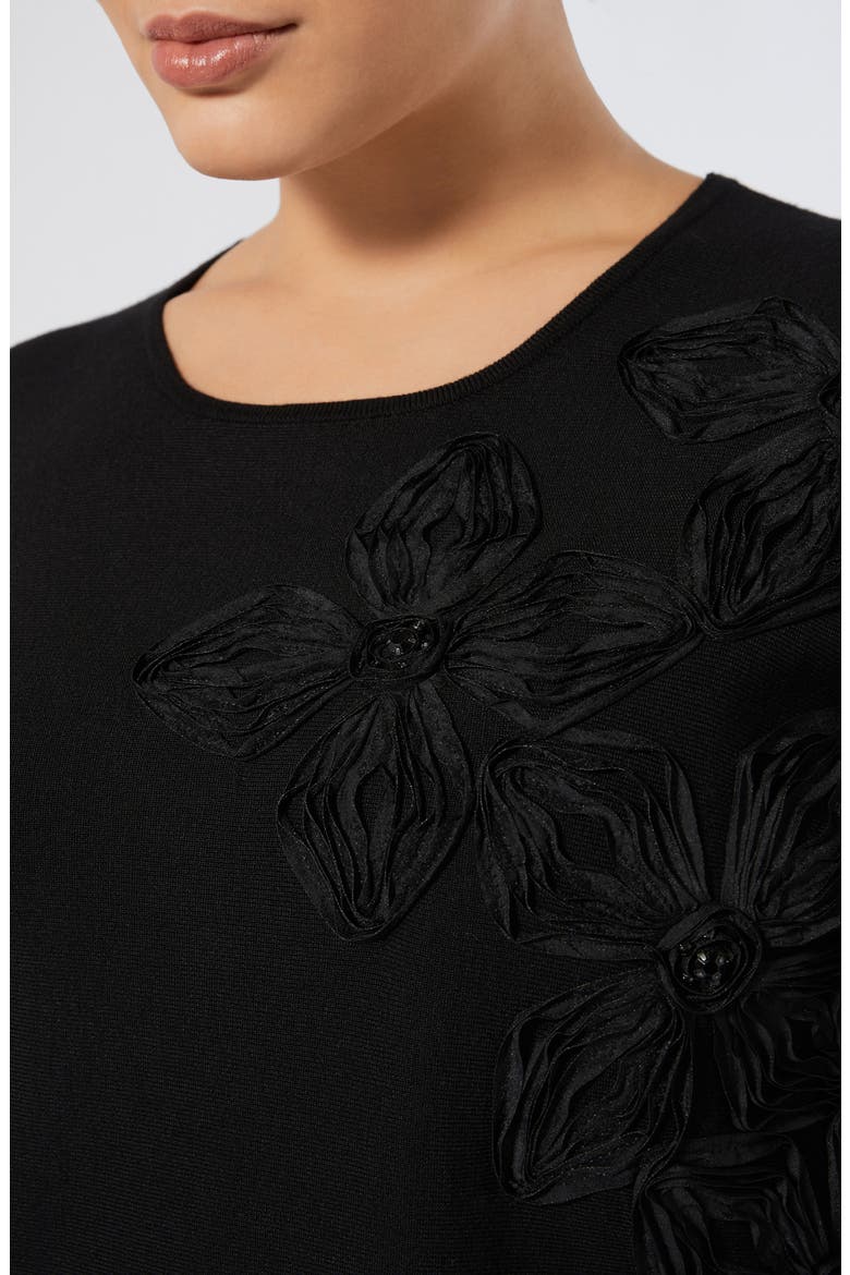 Ravello Floral Embroidered Sweater, Alternate, color, BLACK