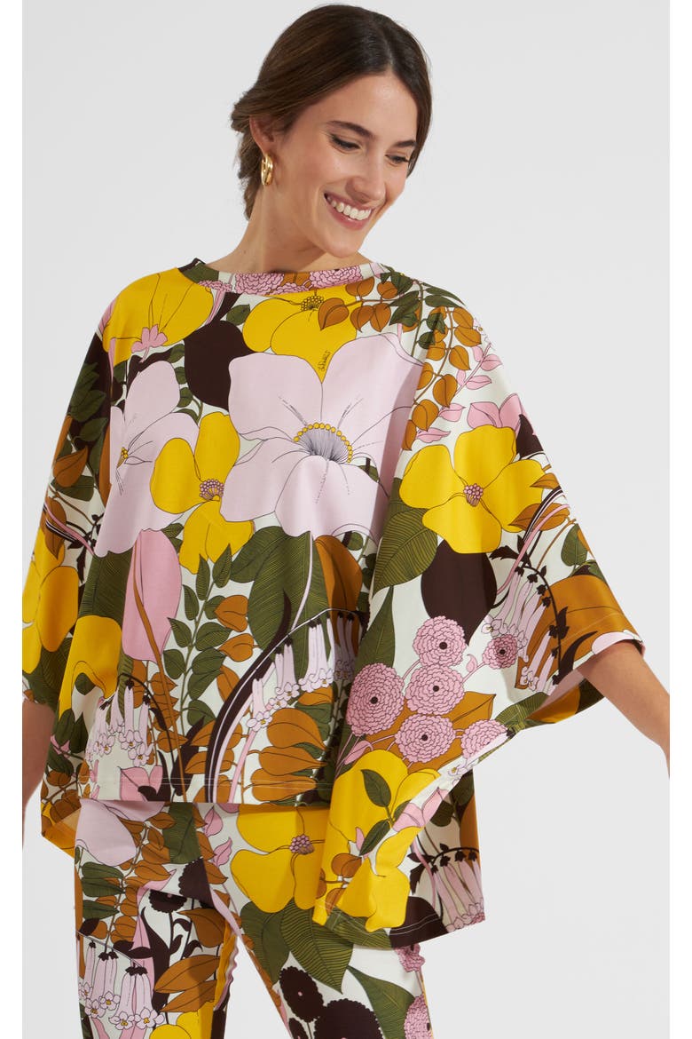 Meditation Poncho Big Flower Rose Pink, Main, color, Big Flower Rose Pink