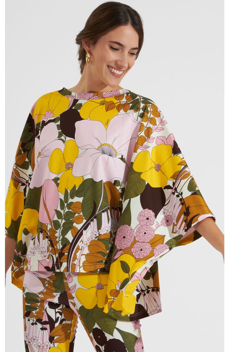 La DoubleJ Meditation Poncho Big Flower Rose Pink, Main, color, Big Flower Rose Pink
