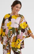 La DoubleJ Meditation Poncho Big Flower Rose Pink
