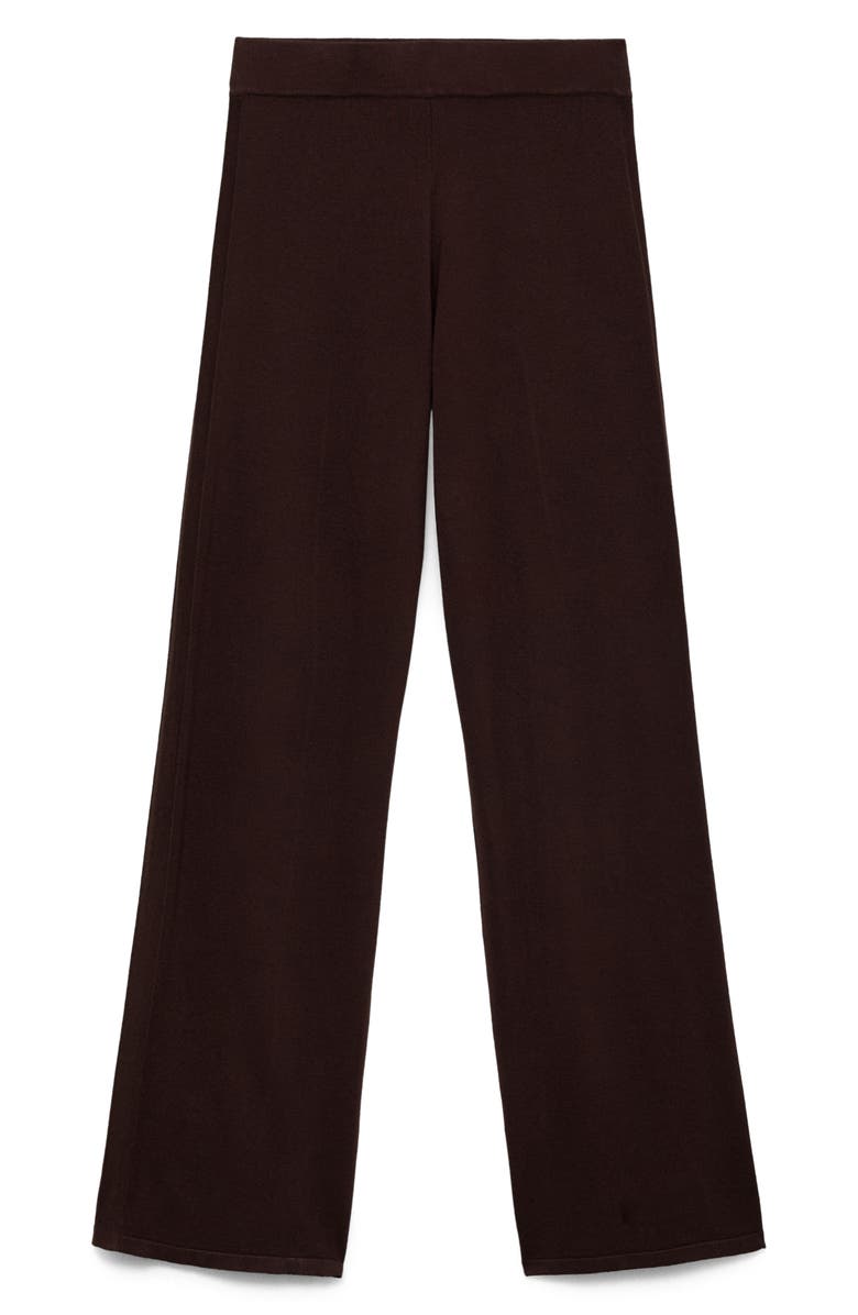 MANGO High Waist Wide Leg Knit Pants, Alternate, color, Chocolate