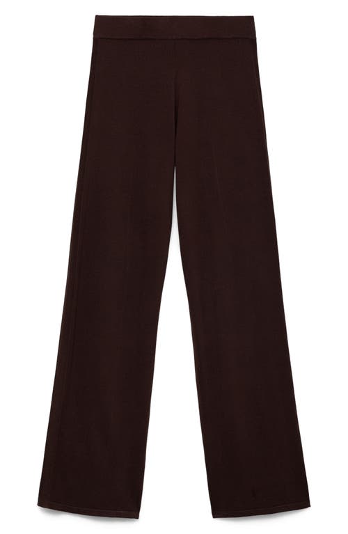 Mango High Waist Wide Leg Knit Pants In Burgundy
