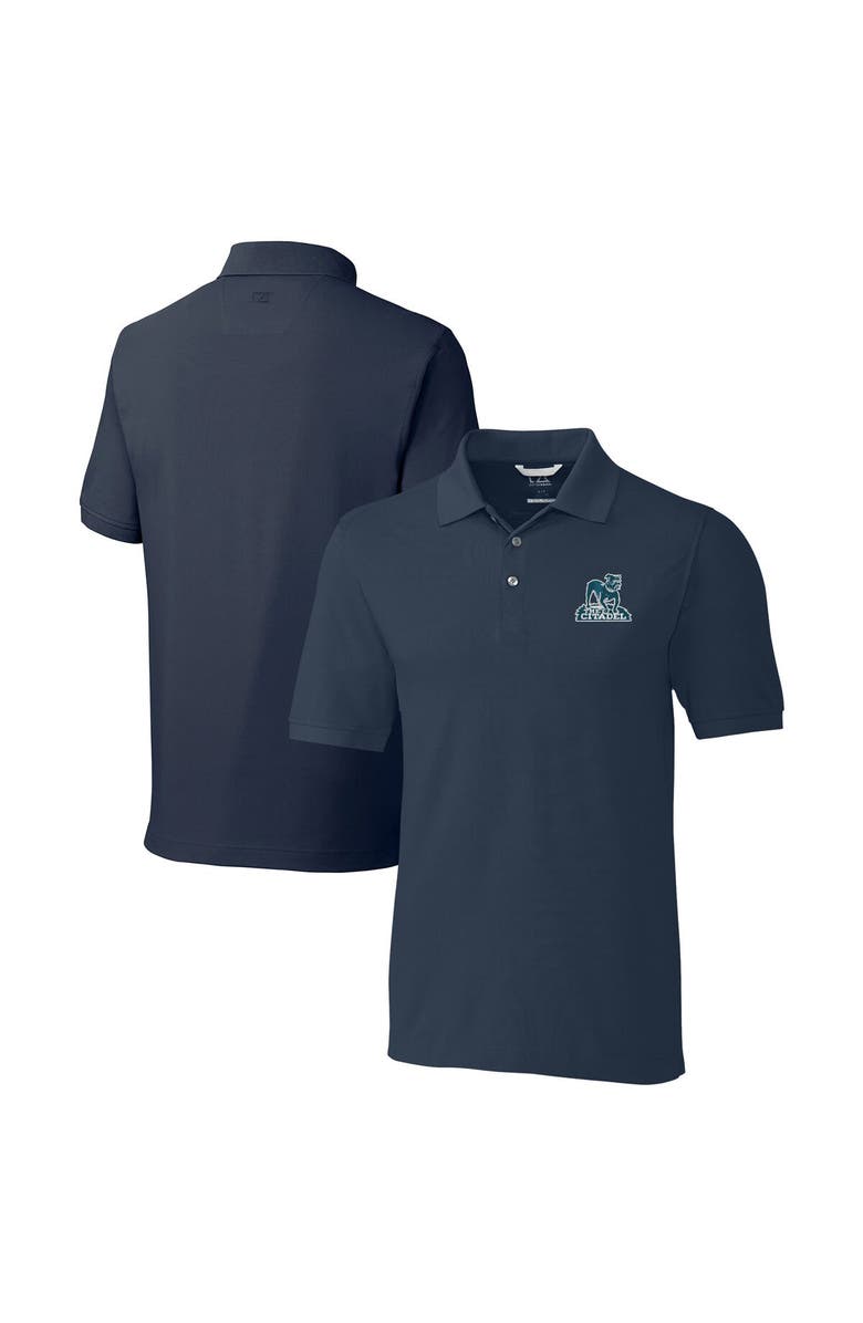 Cutter & Buck Men's Cutter & Buck  Navy Citadel Bulldogs Advantage Tri-Blend DryTec Pique Polo, Main, color, 