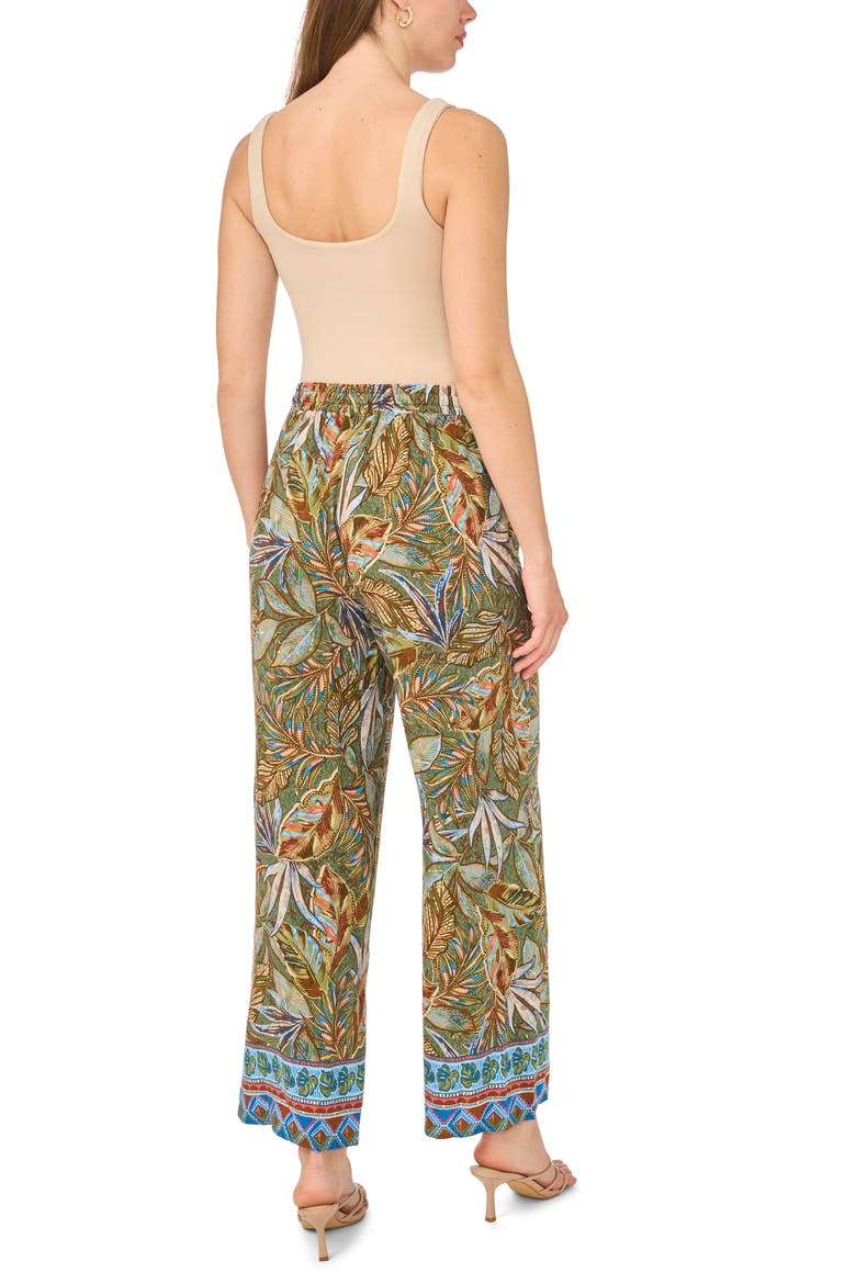 Tropical Print Drawstring Wide Leg Pants, Alternate, color, CLOVER