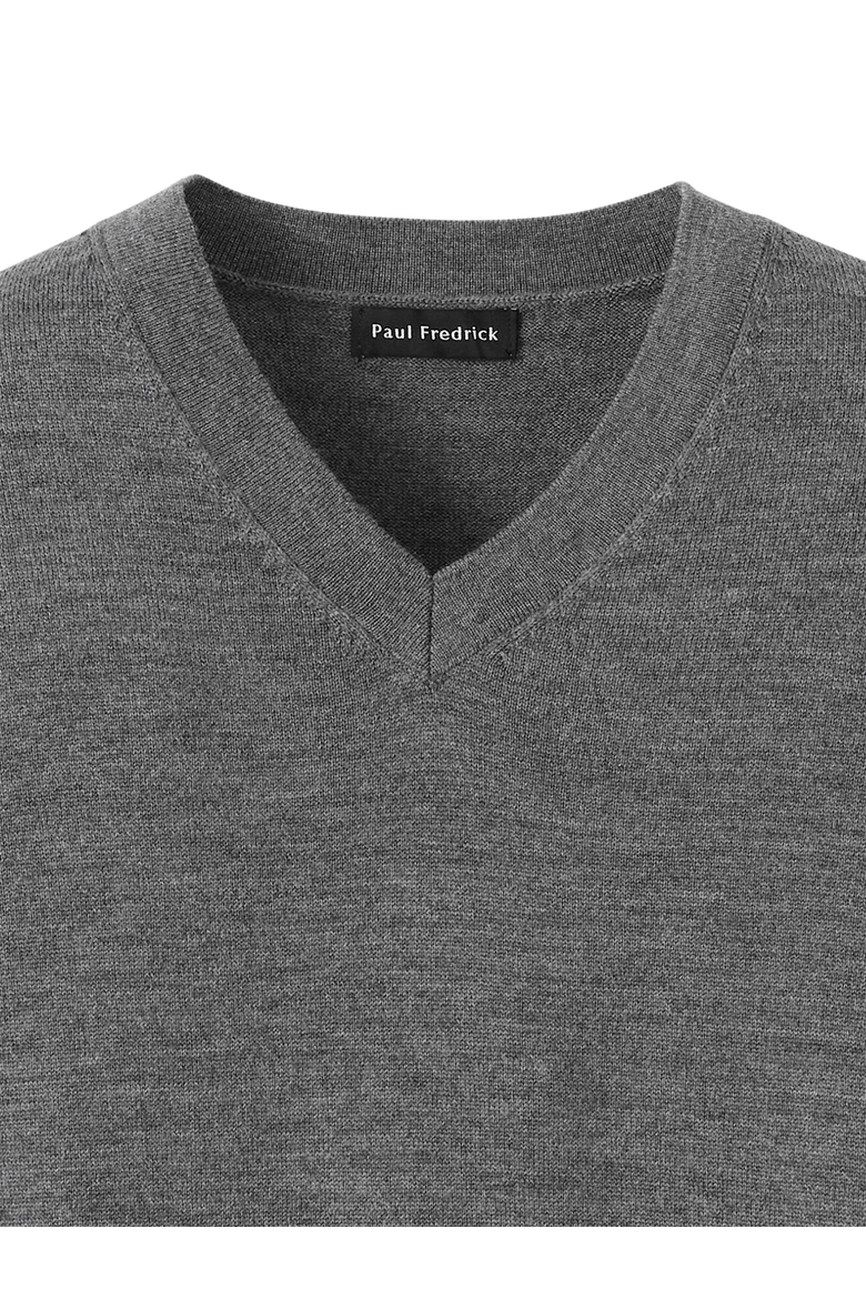 Washable Merino Wool V-neck Sweater, Alternate, color, Grey