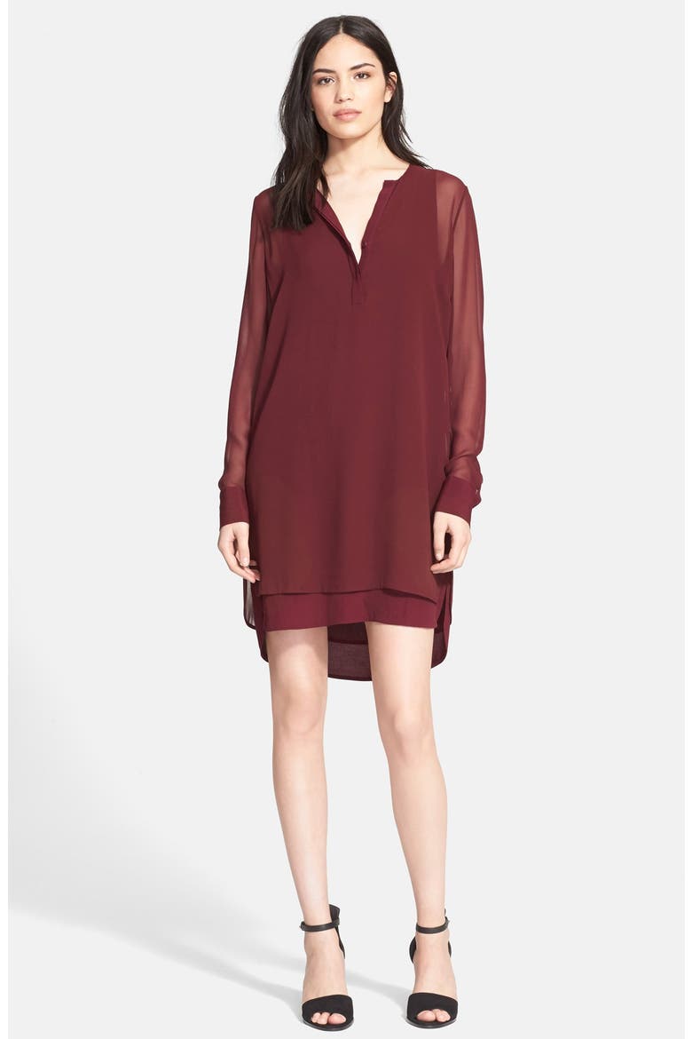 Double Layer Shirtdress, Main, color, DARK SCARLET