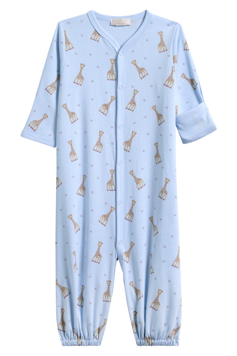 Sophie La Girafe Print Convertible Pima Cotton Gown, Alternate, color, LIGHT BLUE