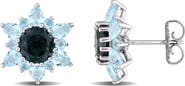Julianna B. Gemstone Floral Halo Stud Earrings