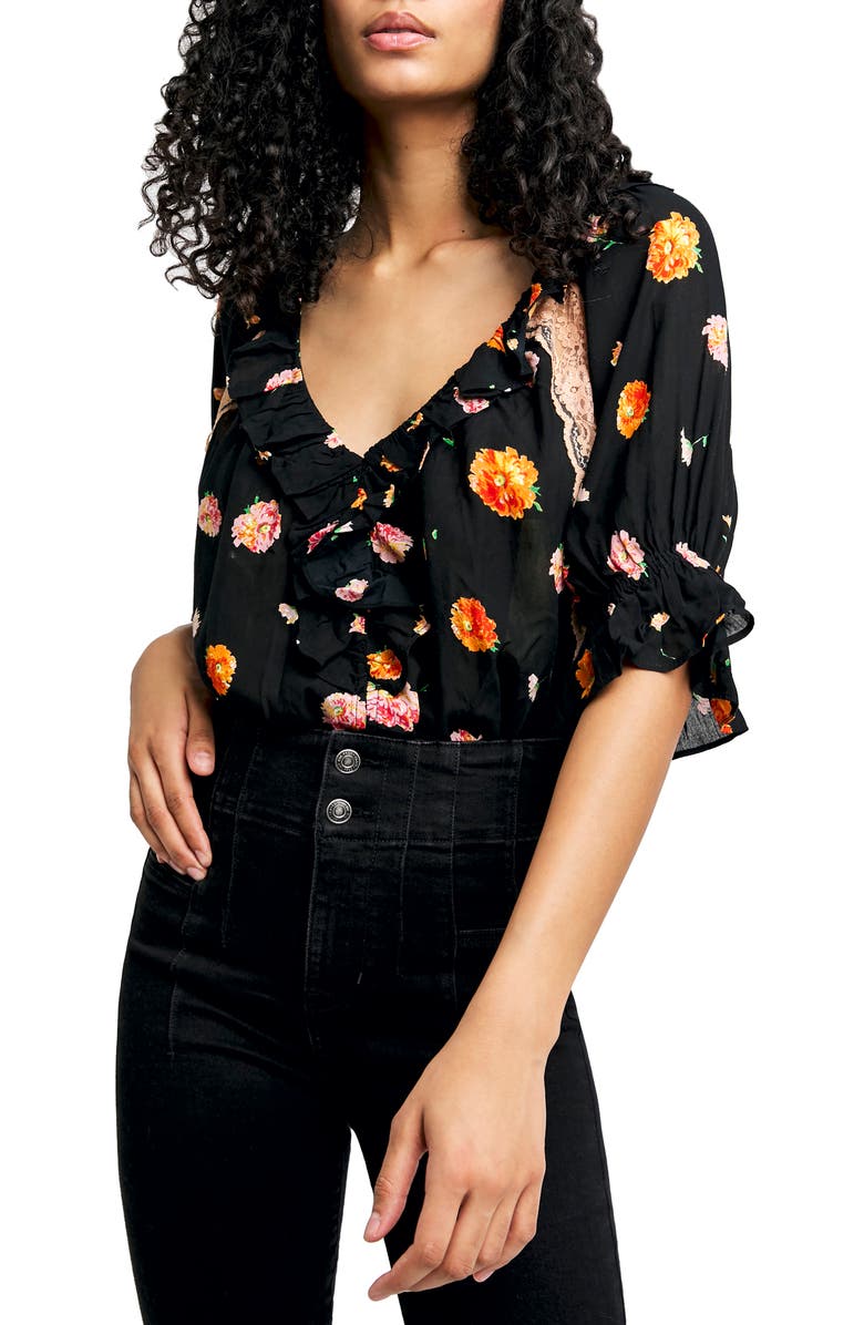 Free People Poppy Ruffle Bodysuit, Main, color, 