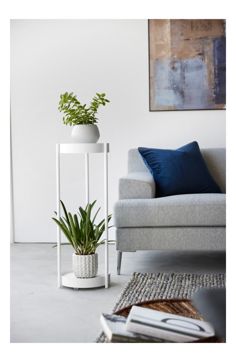 Yamazaki Rolling Two-Tier Plant Stand, Alternate, color, White