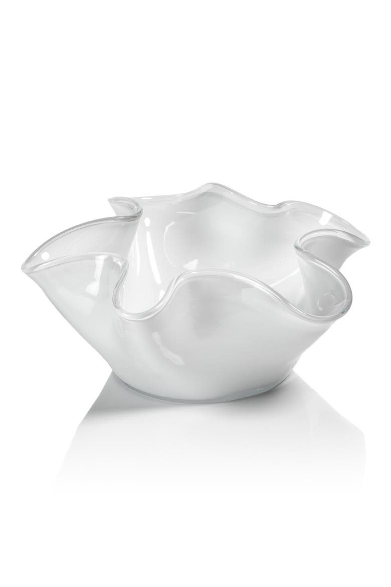 Vellerti Wave Glass Bowl, Main, color, WHITE
