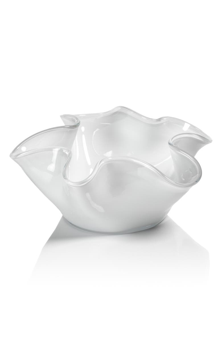 Zodax Vellerti Wave Glass Bowl, Main, color, White
