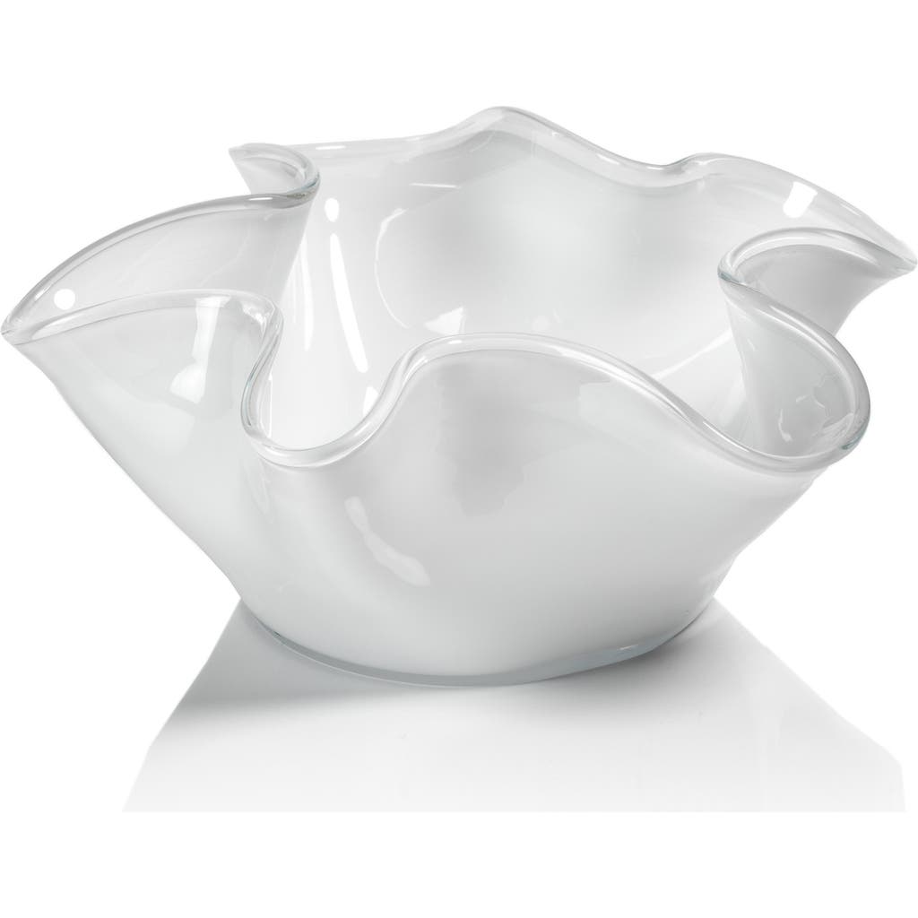 Zodax Vellerti Wave Glass Bowl In White