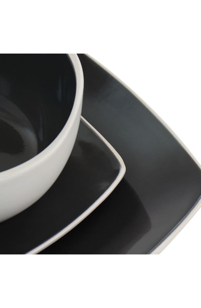 Gibson Elite 16 Piece Stoneware Dinnerware Set, Alternate, color, Black