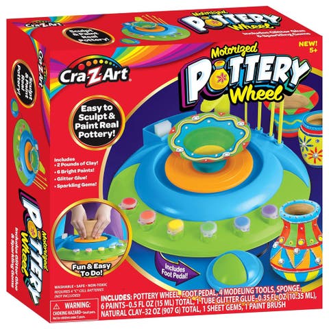 Crazart Motorized Pottery Wheel Kit, Craft Kit, Batteries Required, Kids