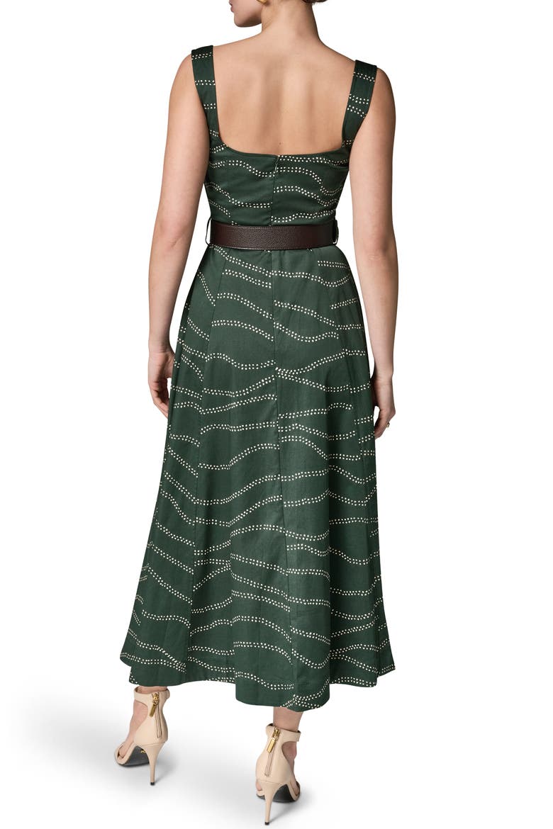 Abstract Print Fit & Flare Midi Dress, Alternate, color, FOREST